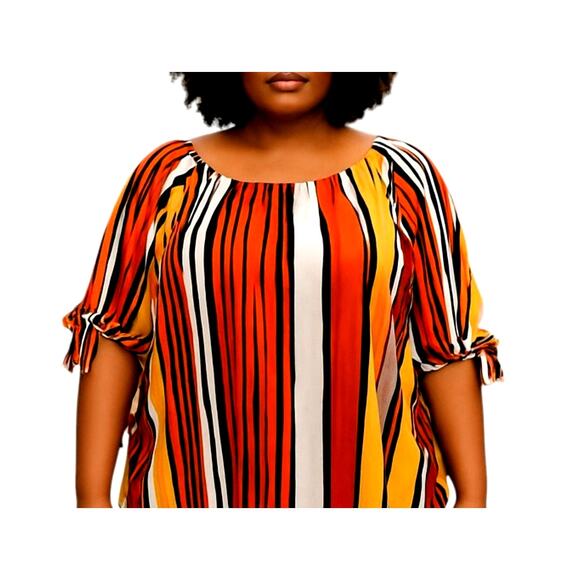 Absolutely! 1X Orange Stripe Women's Sleeve Maxi BOHO Dress Plus Size 14W 16W - Picture 1 of 6